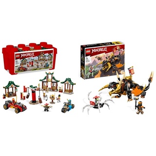 LEGO 71787 NINJAGO Kreative Ninja Steinebox,ab 5 Jahren & 71782 NINJAGO Coles Erddrache EVO, Spielzeug zum Sammeln mit aufrüstbarem Drachen & Skorpion-Figur sowie Minifiguren