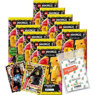 Bundle mit Lego Ninjago Serie 8 Next Level Trading Cards - 10 Booster + 2 Limitierte Star Wars Karten + Exklusive Collect-it Hüllen