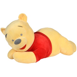 Simba 6315876876 - Disney Winnie the Puuh Kuschelalarm, 80cm, riesengroßer liegender Pooh Bär mit Knisterpapier in Ohren und Füßen, Rasselkugel im Bauch, ab den ersten Lebensmonaten geeignet