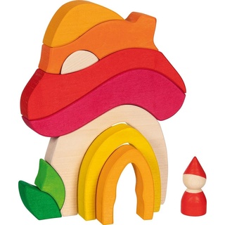 goki 58359 - Pilzhäuschen - aus hochwertigem Ahornholz - fördert die Kreativität und Fanatsie - harmonisches Farbdesign