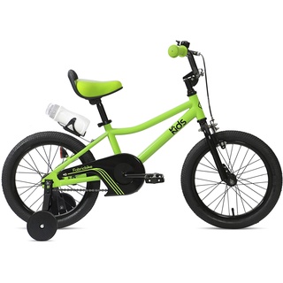 FabricBike Kids Fahrrad mit Pedalen für Jungen und Mädchen, Abnehmbare Trainingsräder, Hochwertige Bremsen, 12- und 16-Zoll-Räder, 4 Farben (Light Green, 16": 3-7 Jahre (96 bis 120 cm hoch))