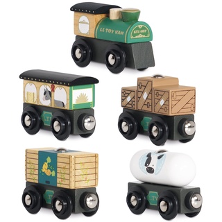 Le Toy Van - TV711 - Holzeisenbahn für Kinder ab 3 Jahren. Great Green, Montessori-Spiel mit 5 abnehmbaren Magnetwagen, hergestellt aus ökologischem FSC-zertifiziertem Holz