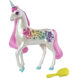 Barbie Einhorn, Dreamtopia Brush 'N Sparkle Unicorn, Barbie Zubehör mit magischer Bürste für 4 Licht-und Soundeffekte, Batterien nicht enthalten, Spielzeug ab 3 Jahre, GFH60