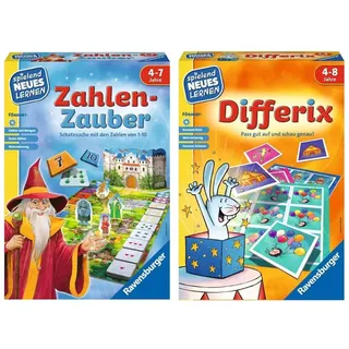 Ravensburger 24964 - Zahlen-Zauber - Spielen und Lernen für Kinder & 24930 - Differix - Spielen und Lernen für Kinder, Lernspiel für Kinder von 4-8 Jahren, Spielend Neues Lernen für 1-4 Spieler
