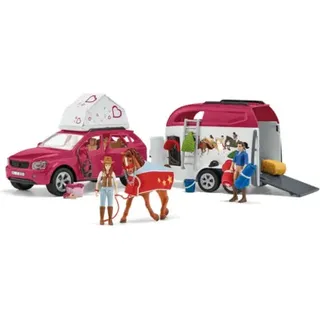 SCHLEICH 42535 Abenteuer mit Auto und Pferdeanhänger