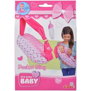 Simba 105560002 - New Born Baby verstellbare Trageschlinge mit Tasche und Fläschchen für 38-43cm Puppen, Für Kinder ab 3 Jahren