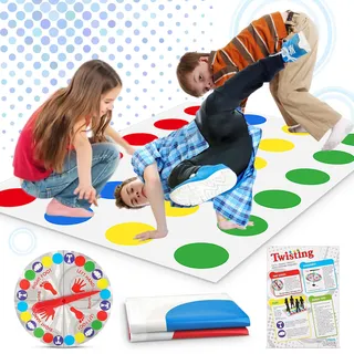 ENAIAH Twister Spiel für Kinder & Erwachsen, Twisting Spielmatte Twister Junior Bewegungsspiele für Kinder Balance Floor Spiel Pad Bodenspiel Ab 6,Gartenspiele für Drinnen und Draußen