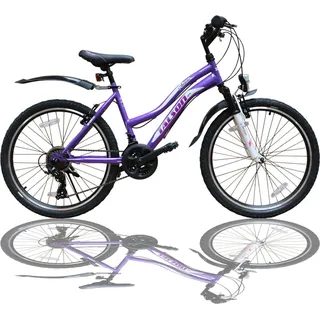 26 Zoll Mountainbike Mädchen Kinder Fahrrad mit Gabelfederung & Beleuchtung 21-GANG Lila - Violett