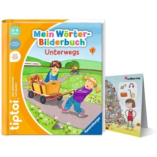 Ravensburger tiptoi® Einsteiger Buch ab 3 Jahre | Mein Wörter-Bilderbuch: Unterwegs + Kinder Wimmel Such-Bild Poster