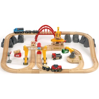 Spielzeug-Eisenbahn BRIO "BRIO WORLD, Frachten Set Deluxe" Spielzeugfahrzeuge beige (natur) Kinder Ab 3-5 Jahren