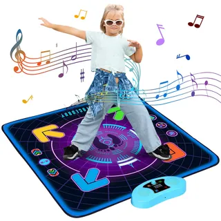 Eygood Tanzmatte für Kinder 3 Spielmodi Musikalische Tanzmatte mit LED Lichter Kinderspielzeug Musical Tanzspiel Weihnachten Geburtstags Geschenke Spielzeuge für 4 5 6 7 8 9 10+ Jahre Mädchen Jungen