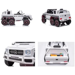 ES-Toys Kinder Elektroauto Mercedes G63 AMG 6x6, EVA-Reifen, MP3, Fernbedienung weiß