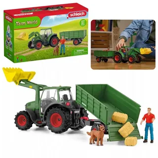 Sarcia.eu Spielzeug-Traktor SLH42608 Schleich Farm World - Traktor mit Anhänger, Kinderspielzeug