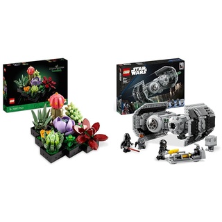 LEGO Icons Sukkulenten Künstliche Blumen Set für Erwachsene & Star Wars TIE Bomber Modellbausatz mit Darth Vader Minifigur
