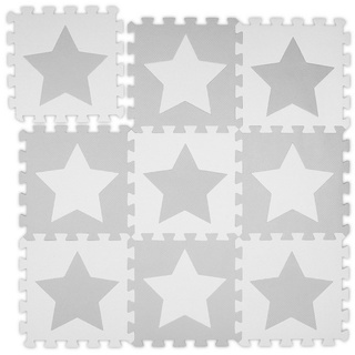 relaxdays Spielmatte »Puzzlematte Sterne hellgrau« grau|weiß
