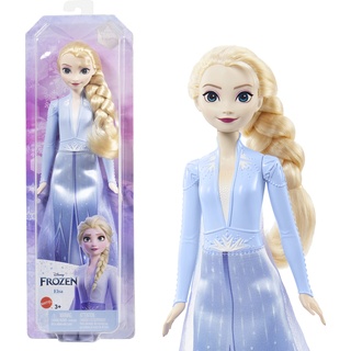 Disney Prinzessin Elsa Puppe, Die Eiskönigin Puppe im Reiseoutfit, kämmbare blonde Haare, beweglich, ausziehbarer Rock und Stiefel, Disney Geschenke, Spielzeug ab 3 Jahre, HLW48