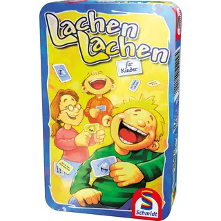 Schmidt Spiele 51209 Lachen, Lachen für Kinder, Reisespiel in der Metalldose