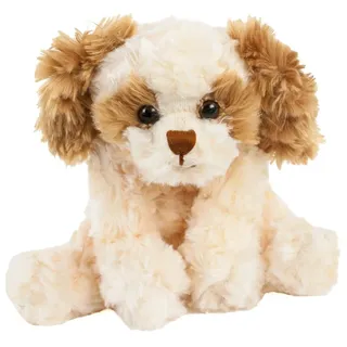 Teddys Rothenburg Kuscheltier, Hund, Buddylina, 25 cm, sitzend, braun/Creme, Plüschhund, Kuschelhund