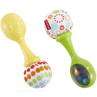 Fisher-Price Rumba-Rasseln - Set aus 2 Rasseln mit bunten Perlen und weichen Griffen, fördert die sensorische Entwicklung und Feinmotorik, für Babys ab 3 Monaten, BLT33