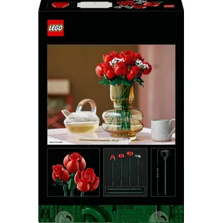 LEGO Icons Rosenstrauß, künstliche Blumen als Zimmer-Deko, Botanical Collection Set für Erwachsene, Valentinstag- oder Jahrestag-Geschenk für P... - Bunt