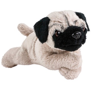 Teddys Rothenburg Kuscheltier Hund Mops liegend beige 20 cm Plüschhund by Uni-Toys