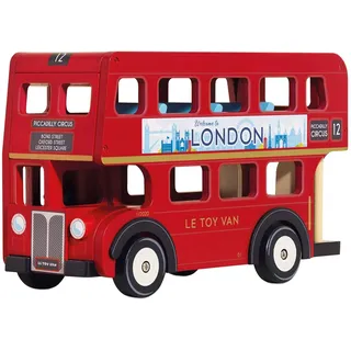 Le Toy Van - TV469 - Lernspielzeug ?London Bus" für Kleinkinder ab 3 Jahren, Doppeldeckerbus im Londoner Stil mit aufklappbarem Dach und realistischen Details, 32 x 13 x 20 cm, hergestellt aus FSC-zertifiziertem Holz