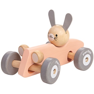 Plan Toys - Holzauto RENNWAGEN MIT HASE in rosa