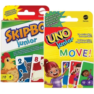 Mattel UNO Junior Move Kartenspiel und SkipBO Junior Kartenspiel im Set | ab 3 Jahren | 2-4 Spielern