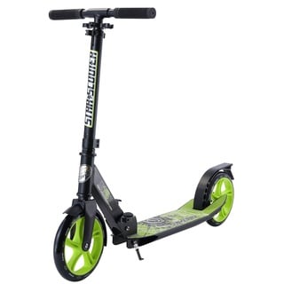 STAR SCOOTER Aluminium Kickscooter Roller Kinderroller Tretroller für Jungen und Mädchen ab 6-7 Jahre | Big 205mm Wheel Cruiser Scooter für Kinder und Erwachsene | Schwarz & Grün