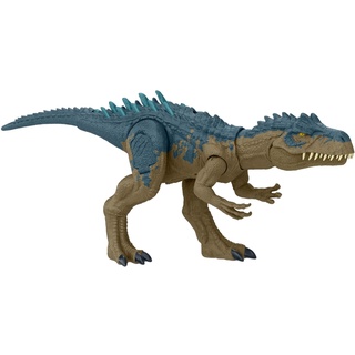 Mattel Jurassic World Ruthless Rampage Allosaurus Dinosaurier-Spielzeug, Actionfigur mit kontinuierlichen Beißangriffen, Brüllgeräuschen und per Knopf aktivierten, hochentwickelten Kampfstacheln HRX51