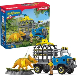 schleich 42565 DINOSAURS Dinosaurier Truck Mission, 43 Teile Spielset mit 1x Dinosaurier Figur, Ranger, Truck und weiterem Zubehör, Dinosaurier Spielzeug für Kinder ab 4 Jahren