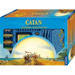 KOSMOS 683337 CATAN 3D Erweiterung - Seefahrer + Städte & Ritter, Erweiterung zur CATAN 3D Edition für 3-4 Personen ab 10 Jahre, 2in1 Box, nur spielbar mit CATAN 3D