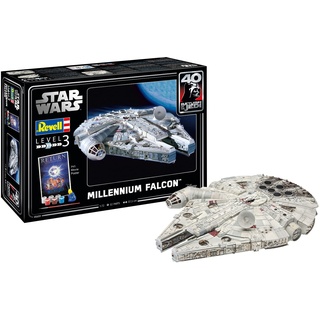 Revell Modellbausatz I Geschenkset Millennium Falcon I Detailreicher Star Wars Bausatz I 52 Teile I Maßstab 1:72 I für Kinder und Erwachsene ab 10 Jahren