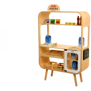 Huuks ® Kinder Marktstand aus Holz - Kompakter Kaufmannsladen für kreatives Spielen - Robuster Holzspielstand für drinnen und draußen - ab 3 Jahren für Mädchen und Jungen