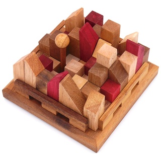 ROMBOL Stadtpuzzle - variantenreiches Denkspiel für Knobel-Fans aus Holz