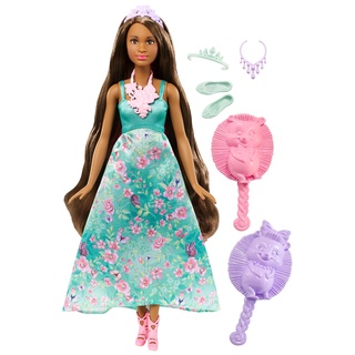 Barbie Mattel DWH43 - Dreamtopia Farbfrisuren Prinzessin Puppe, brünette