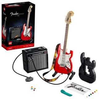 LEGO Ideas Fender Stratocaster, DIY-Gitarren-Kit, Modell-Musikinstrument für Jugendliche und Erwachsene mit 65 Princeton Reverb Verstärker, Gitarren-Zubehör und Aufkleber, ideal als Zimmer-Deko 21329