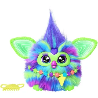 Furby Galaxy, interaktives Plüschtier in bunten Farben, leuchtet im Dunkeln, spricht Deutsch und Furbisch, ca. 15 cm groß, schönes Geschenk zum Weihnachtsmann oder als Wichtelgeschenk