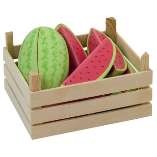 cama24com Holz-Melonen in Obstkiste für Kaufmannsladen Marktstand mit Palandi® Sticker