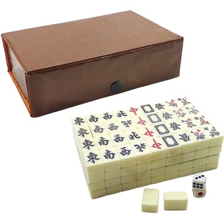 Mini Mahjong Spiel - Mahjong Fliesen Mit 144 Majong Spielsteine - Traditionelles Chinesisch Riichi Majiang Set - Klassische Reise Mahjong Set Brettspiele Partyspiel Für Erwachsene