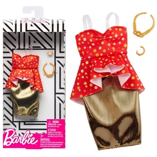 Barbie Puppenkleidung Set Red & Gold Barbie Puppen-Kleidung Mattel Trend Mode
