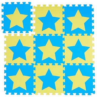 relaxdays Spielmatte Puzzlematte Sterne, Blau-Gelb blau|gelb
