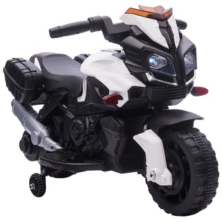 HOMCOM Elektrisches Motorrad für Kinder mit Hupe und Scheinwerfer weiß und schwarz 88,5 x 42,5 x 49 cm