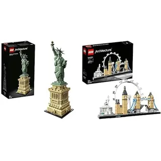 LEGO 21042 Architecture Freiheitsstatue, Modell zum Bauen, New York Souvenir, Geschenkidee für Kinder und Erwachsene & Architecture 21034 - London Skyline Collection Set