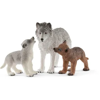 Schleich® Spielfigur WILD LIFE, Wolfsmutter mit Welpen (42472), (Set) bunt