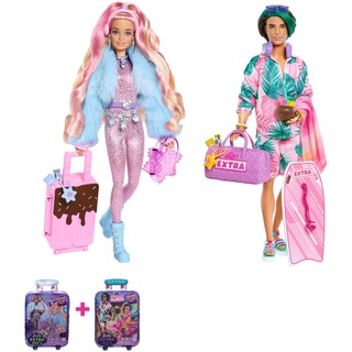 BARBIE Extra Fly - Reisepuppe mit Winter-Outfit, HPB16 + BARBIE Extra Fly - Ken Reisepuppe, HNP86