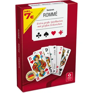 Ass Altenburger 22570076 Joker Rommé für Senioren, Spielkarten mit extra großen Eckzeichen, Keine