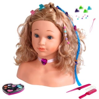 Theo Klein 5240 Schmink Frisierkopf Sophia Mit Haarspangen, dermatologisch getestetem Make-Up, Zubehör für Frisuren und tolle Schmink Ideen Maße: 23,5 cm x 13 cm x 27 cm für Kinder ab 3 Jahren