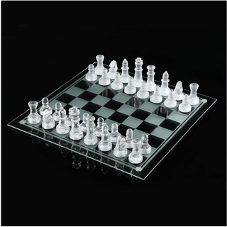 NUODWELL Glas-Schachspiel, Schachbrett-Set aus Milchglas, poliertes, Schachfiguren mit gepolsterter Unterseite, Kristall-Schachbrett, Jugendliche, Erwachsene, 2 Spieler, Spielset (weiß)