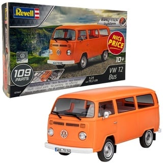 Revell 07667 Volkwagen VW T2 Bus, der Bulli zum Selberbauen, Automodell 1:24, 19,3 cm Volkswagen originalgetreuer Modellbausatz für Einsteiger, mit dem Easy-Click-System, Mehrfarbig